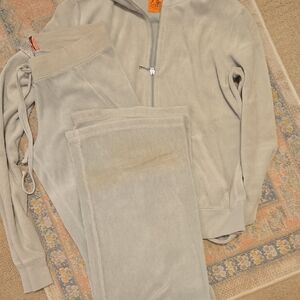 Gray Velour Tracksuit Set